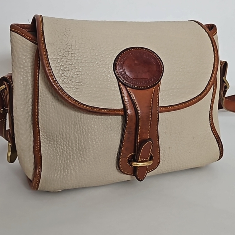 Rare Vintage Dooney and Bourke Essex All Weather Ivory Leather With British Tan